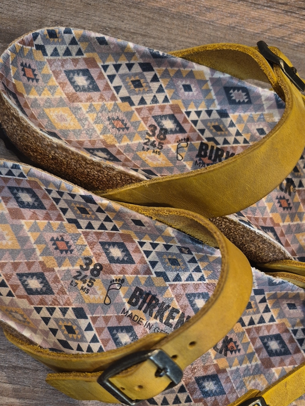 Birkenstock Mayari Oiled Leather Adjustable Straps Sandals in Mustard Yellow 7.5 - Picture 7 of 10
